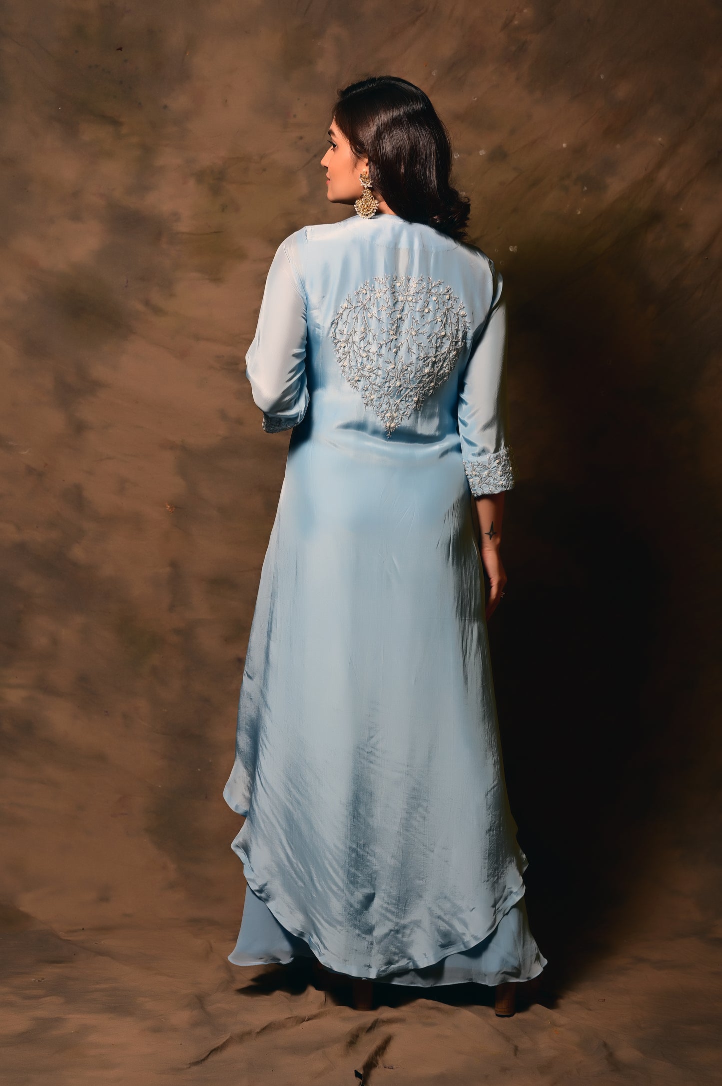 French Knot Draped Gown with Jacket