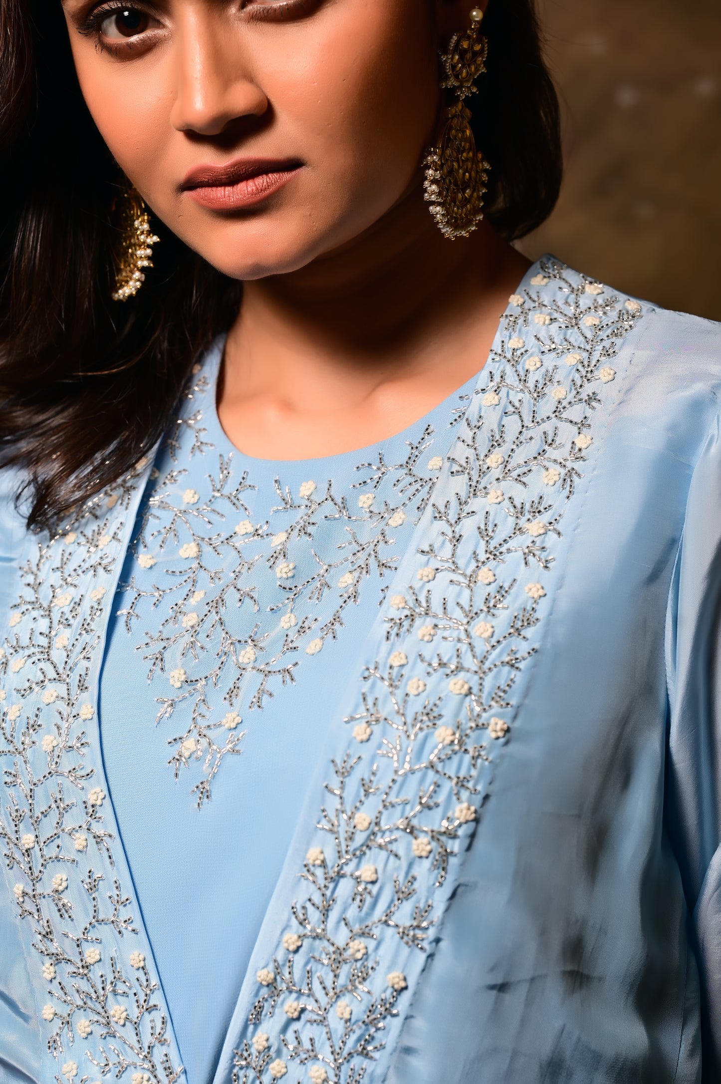 French Knot Draped Gown with Jacket