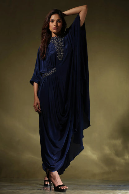 Side Pleated Drape Gown