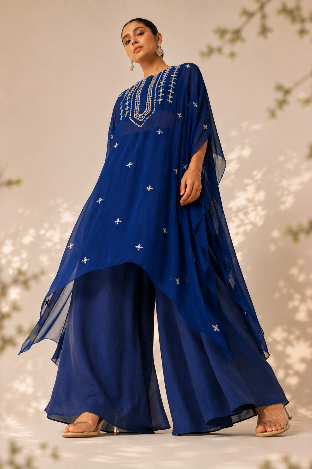 Mirror Work Sheer Kaftan Set