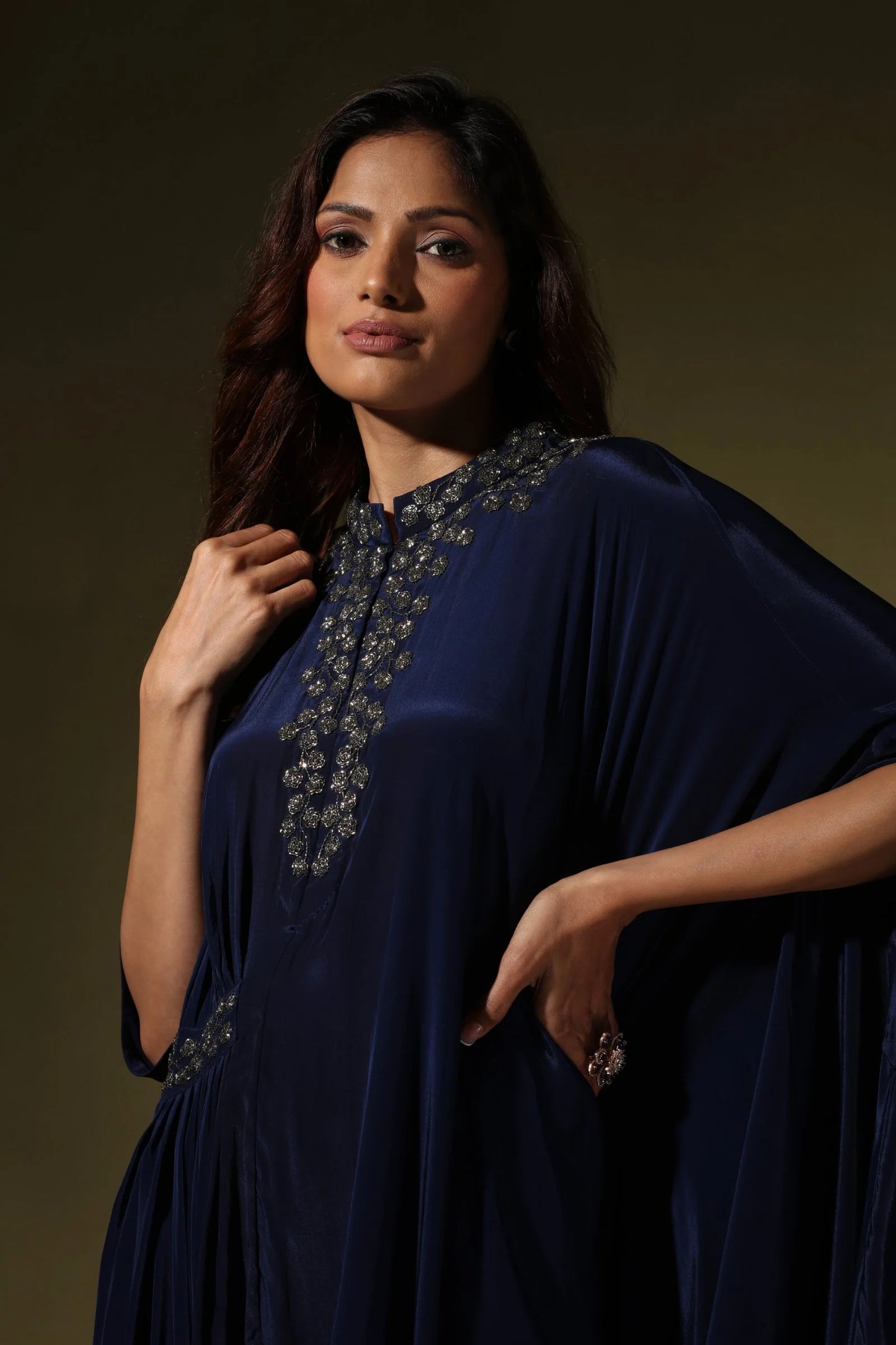 Side Pleated Drape Gown