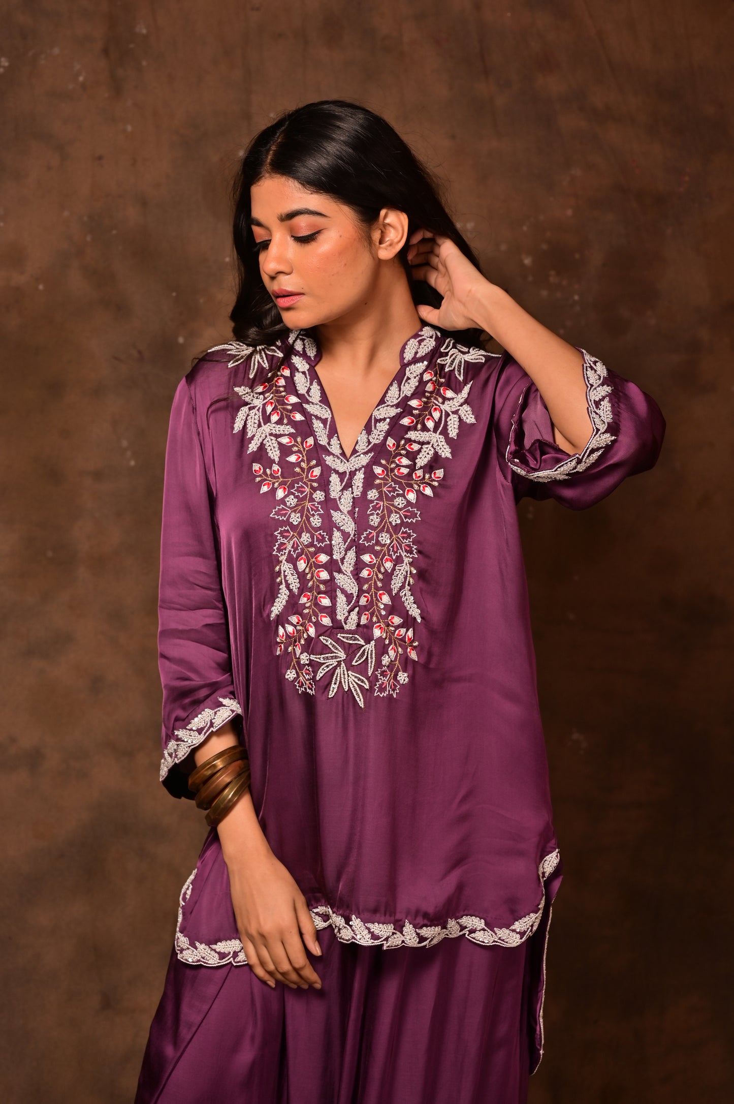 Asymmetric Embroidered Co-ord Set
