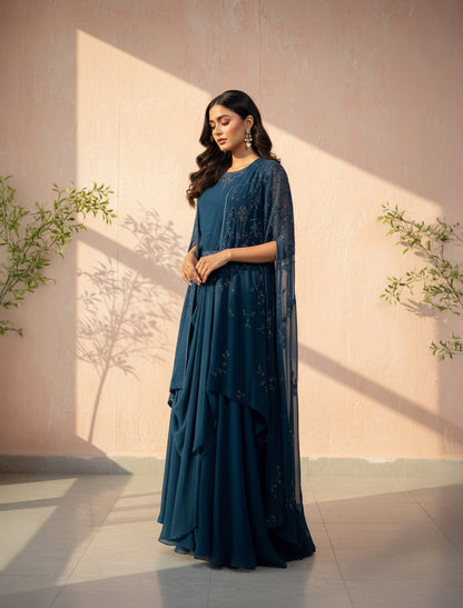 Saree Drape Cape Gown