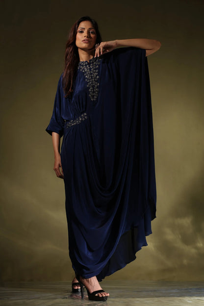 Side Pleated Drape Gown