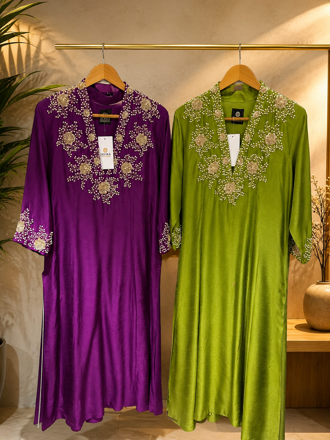 Moti Work Kali Kurta Set