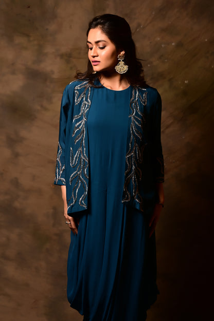 Side Cowl Dress and Jacket