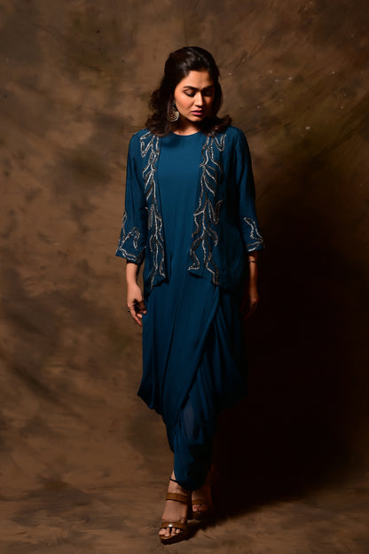 Side Cowl Dress and Jacket