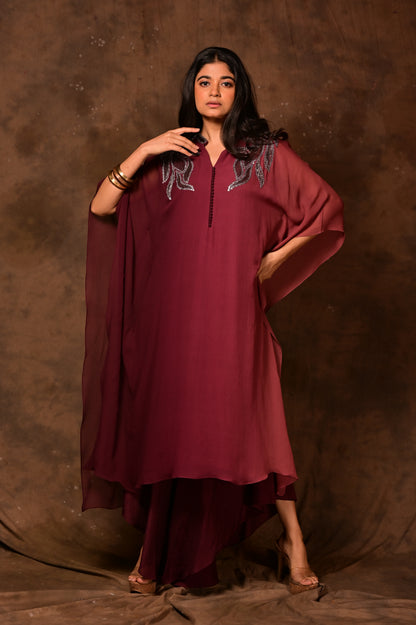 Macro Leaf Ombre Kaftan Set