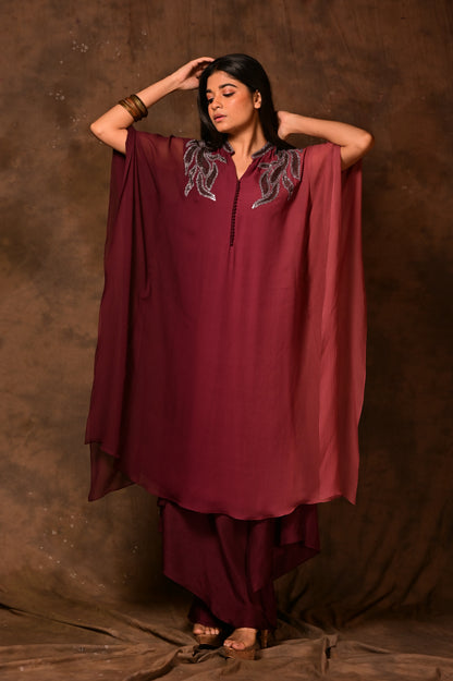 Macro Leaf Ombre Kaftan Set