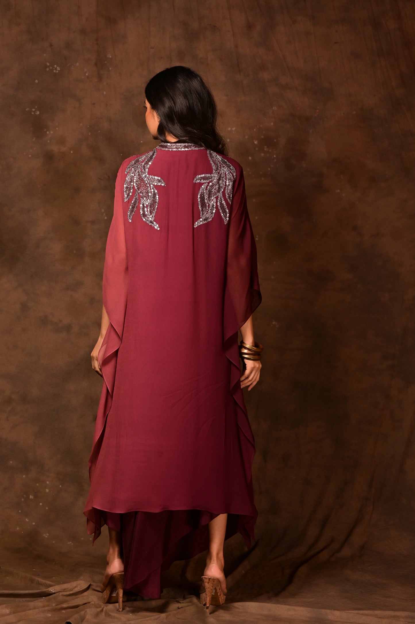Macro Leaf Ombre Kaftan Set