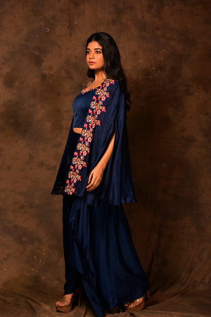 Embroidered Cape & Skirt Set
