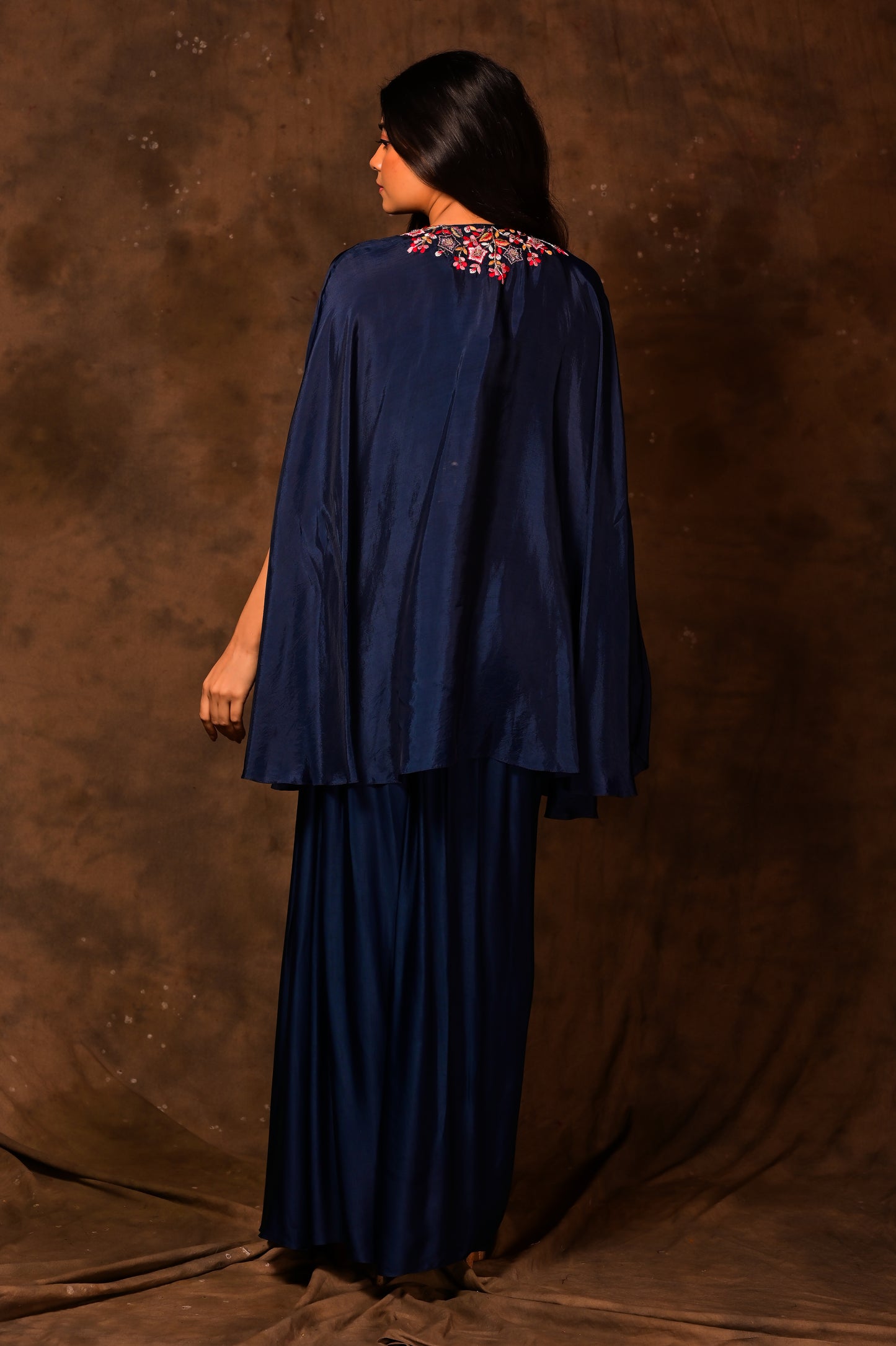 Embroidered Cape & Skirt Set
