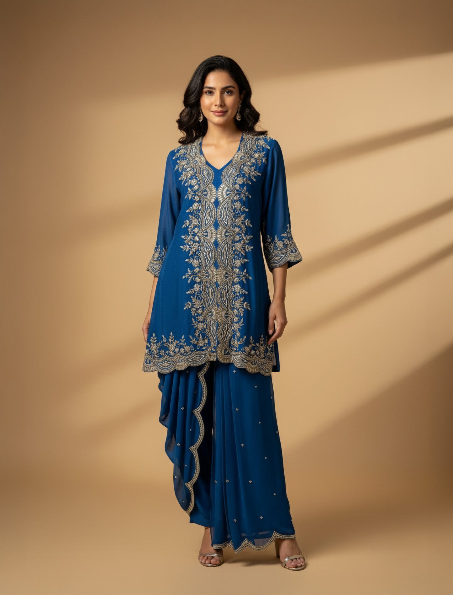Amaya Short Kurta & Draped Pants Set