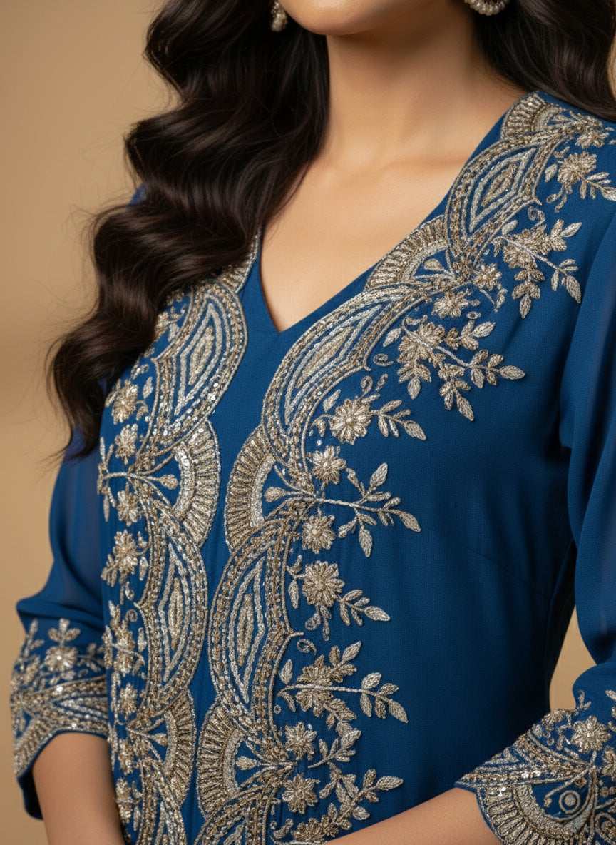 Amaya Short Kurta & Draped Pants Set