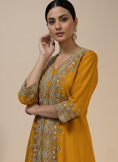 Amaya Short Kurta & Draped Pants Set