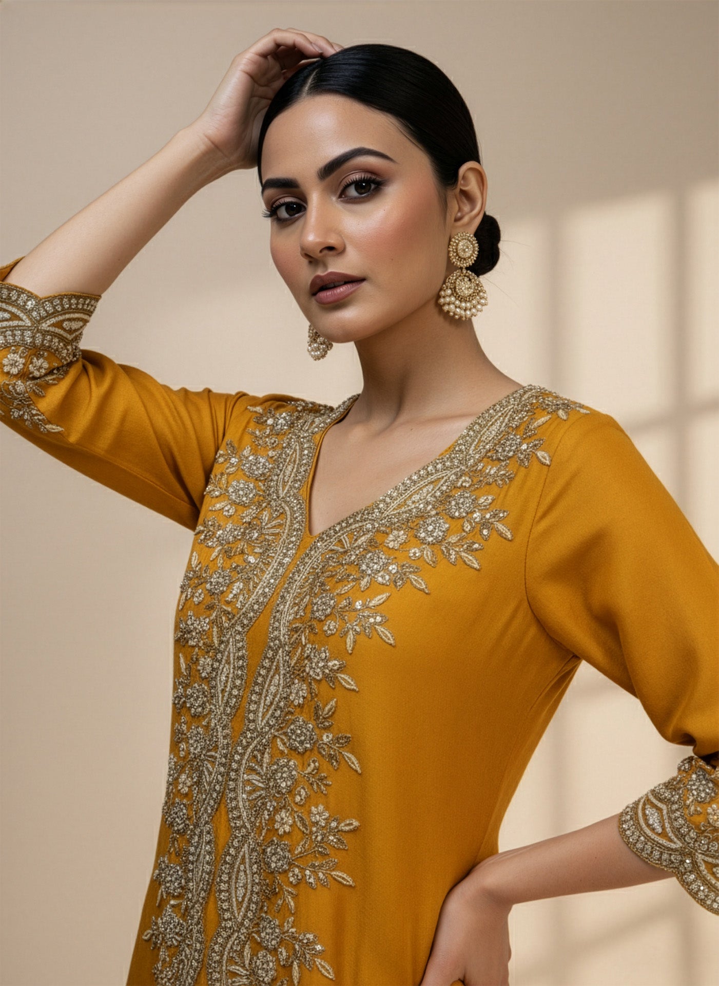 Amaya Short Kurta & Draped Pants Set