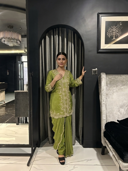 Amaya Short Kurta & Draped Pants Set
