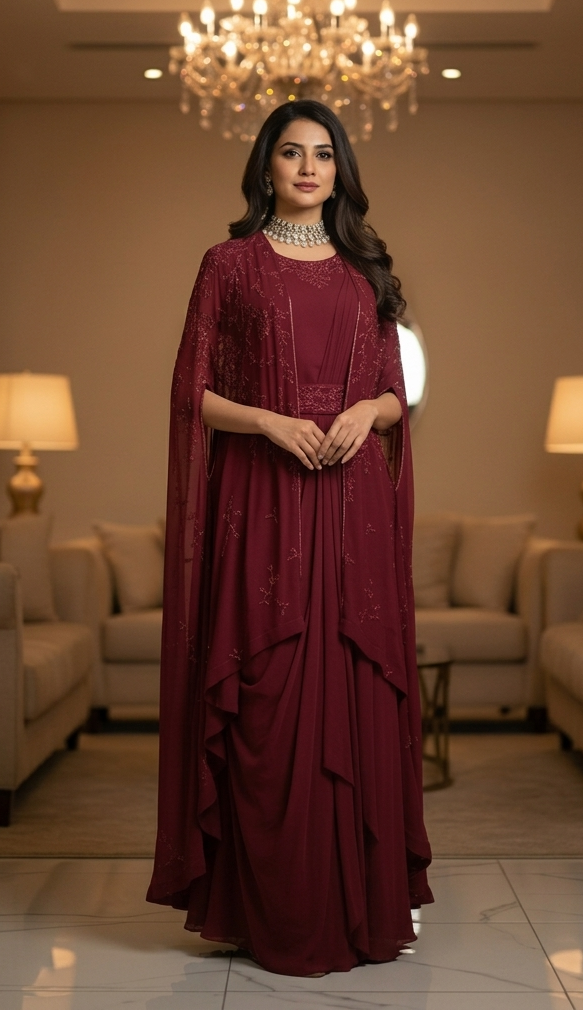 Saree Drape Cape Gown