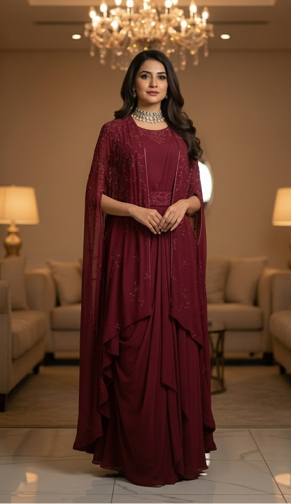 Saree Drape Cape Gown
