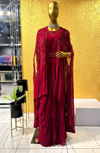 Saree Drape Cape Gown