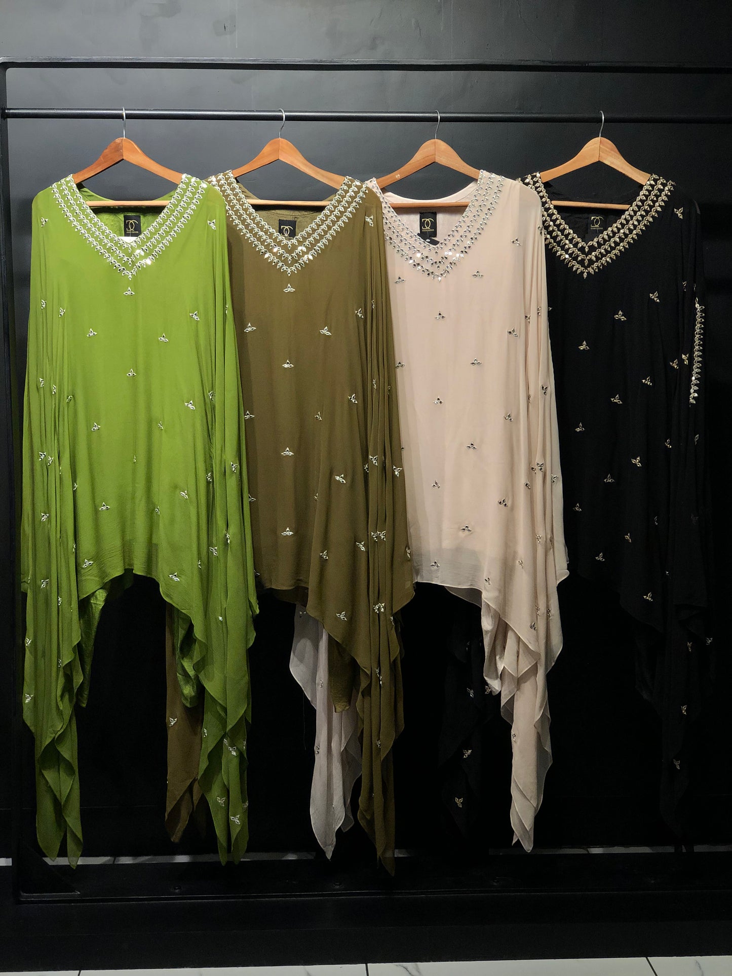Mirror Work Asymmetric Kaftan Set