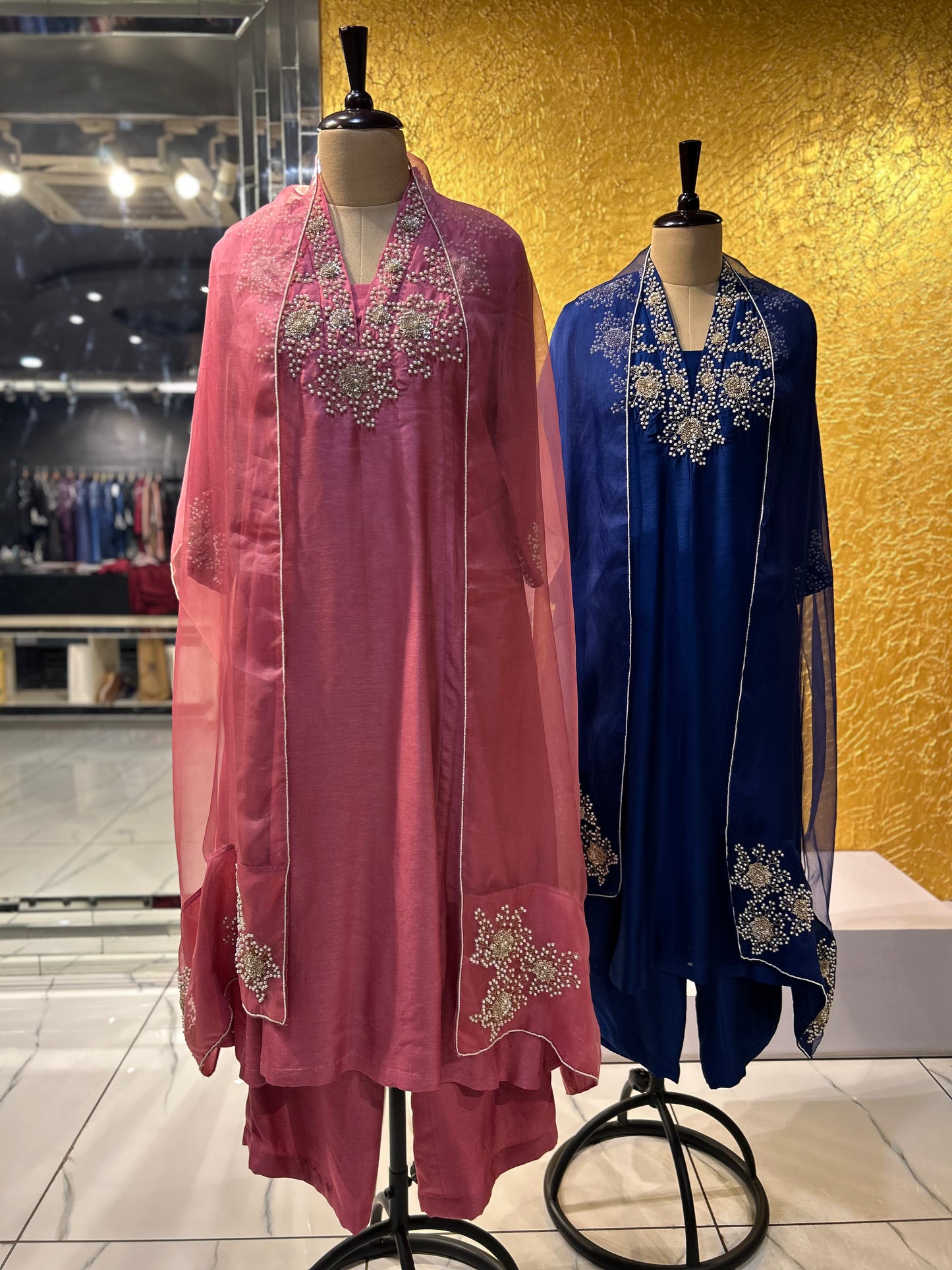 Moti Work Kali Kurta Set