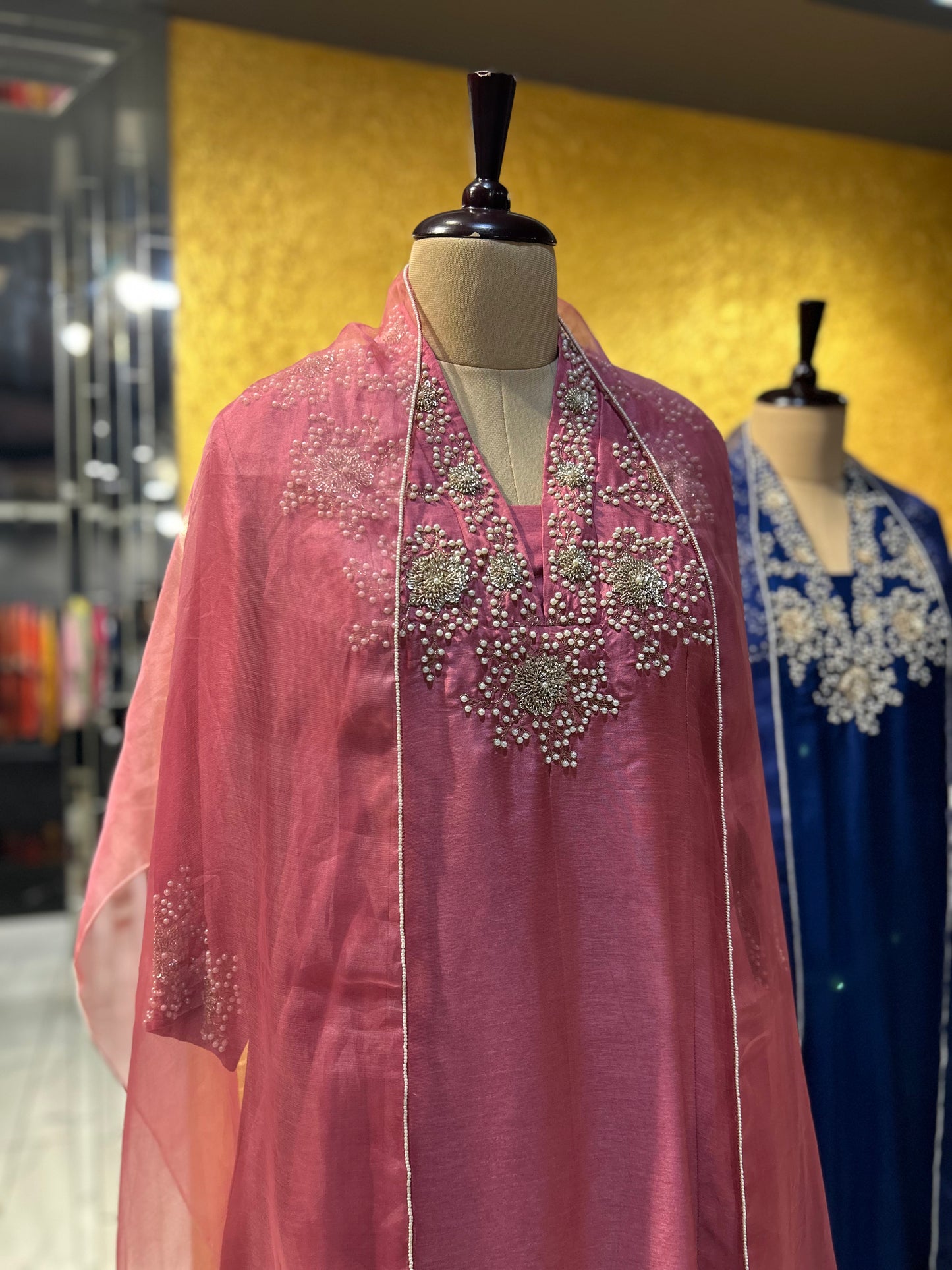 Moti Work Kali Kurta Set
