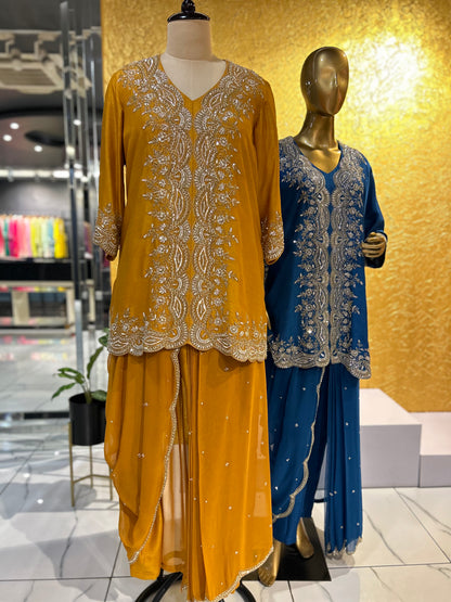 Amaya Short Kurta & Draped Pants Set