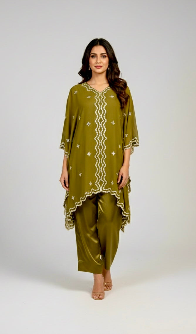 Scalloped Mirror Kaftan Set