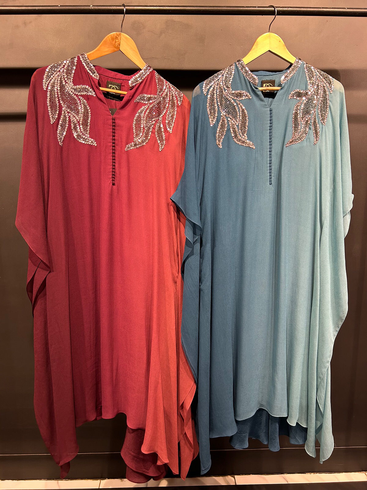Macro Leaf Ombre Kaftan Set