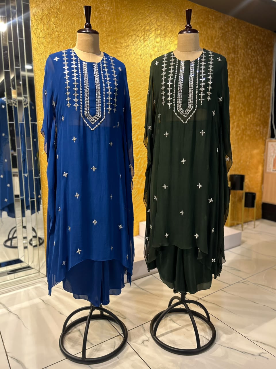 Mirror Work Sheer Kaftan Set