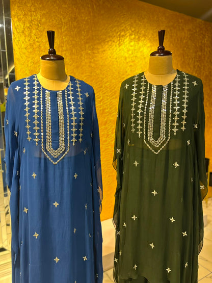 Mirror Work Sheer Kaftan Set
