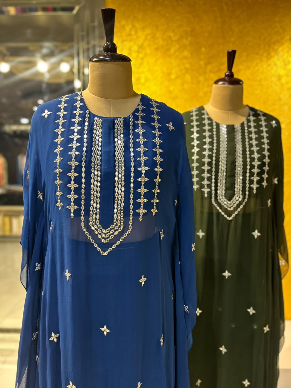 Mirror Work Sheer Kaftan Set