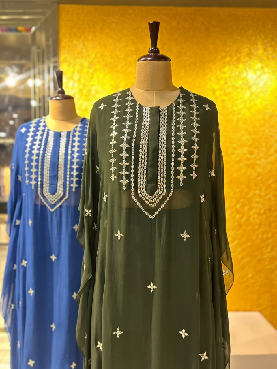 Mirror Work Sheer Kaftan Set