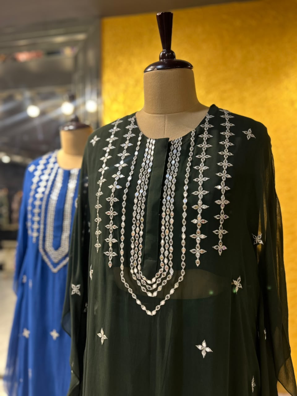 Mirror Work Sheer Kaftan Set